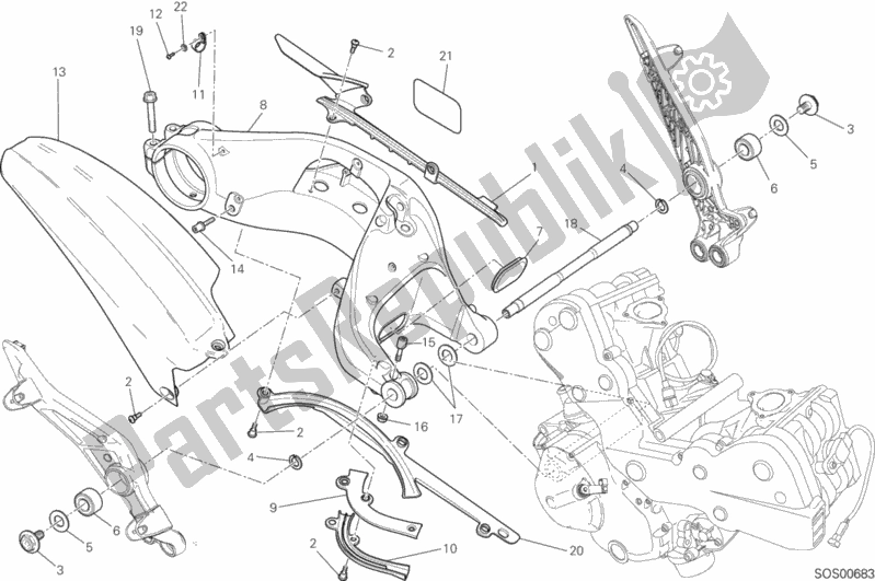 Wszystkie części do Forcellone Posteriore Ducati Hypermotard Hyperstrada Thailand 821 2015